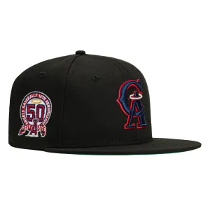 New Era 59Fifty Black Dome Los Angeles Angels 50th Anniversary Patch Hat - Black