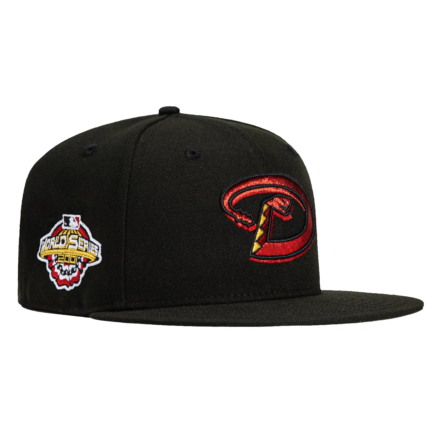 New Era 59Fifty Candy Apple Arizona Diamondbacks 2001 World Series Patch D Hat - Black. Red