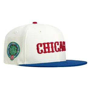 New Era 59Fifty Chicago Cubs Wrigley Field Patch Word Hat - White. Royal. Red