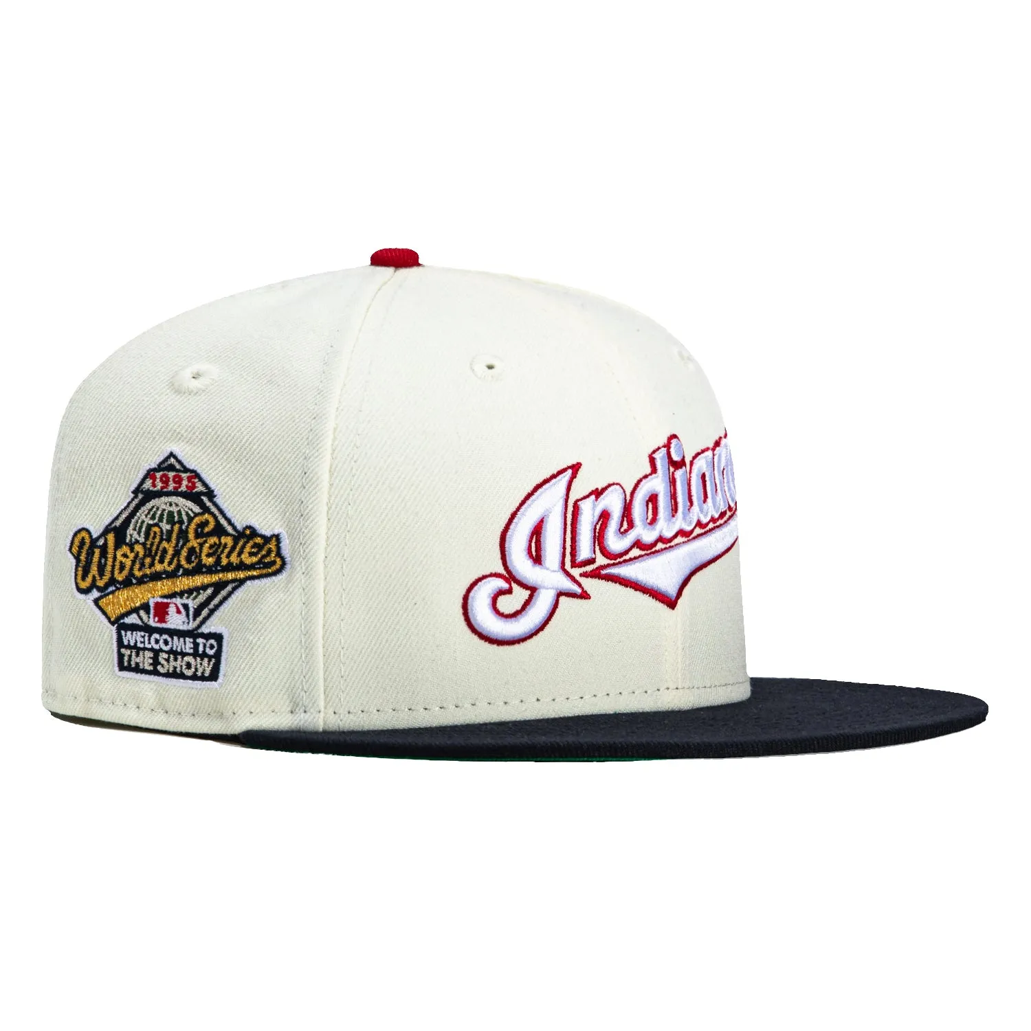 New Era 59Fifty Cleveland Guardians 1995 World Series Welcome to the Show Patch Script Hat - White. Navy. Red