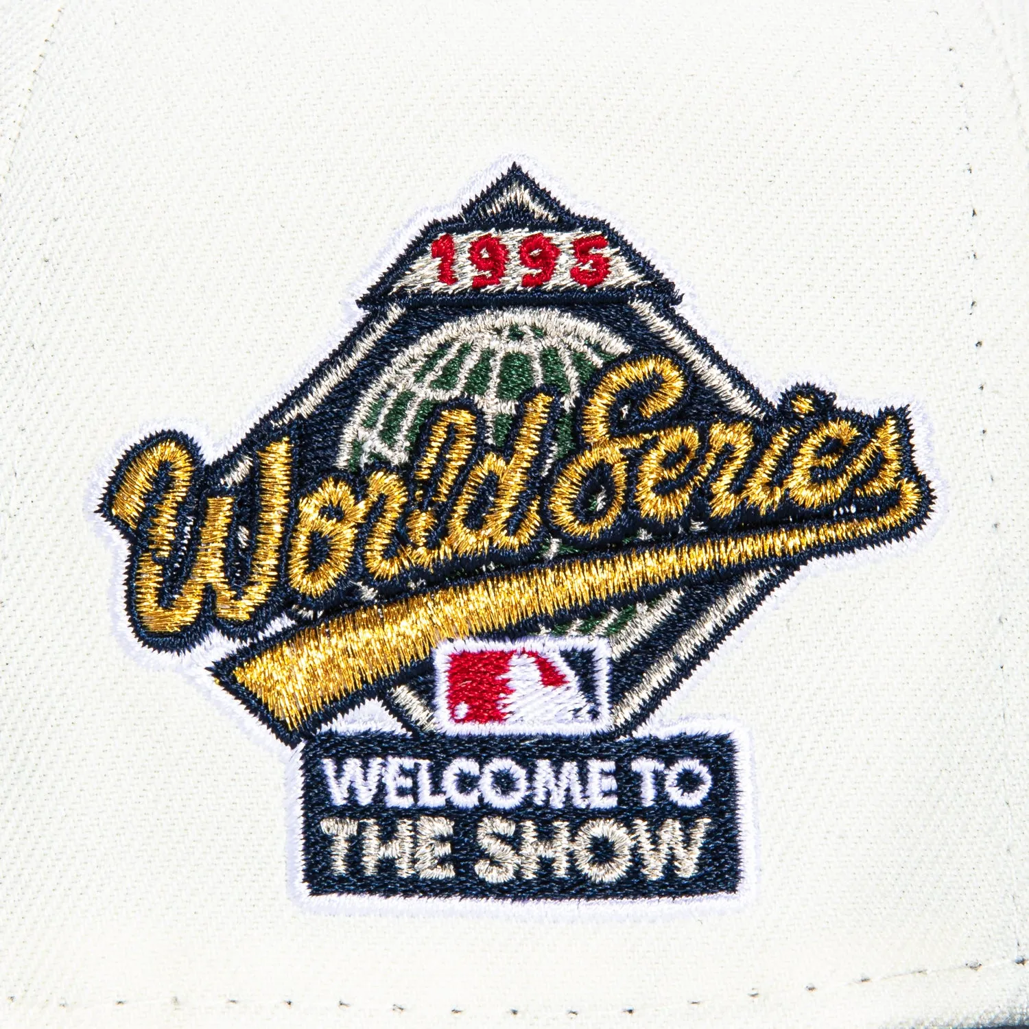 New Era 59Fifty Cleveland Guardians 1995 World Series Welcome to the Show Patch Script Hat - White. Navy. Red