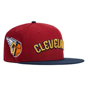 New Era 59Fifty Cleveland Guardians Alternate Logo Patch Word Hat - Cardinal, Navy, Metallic Gold