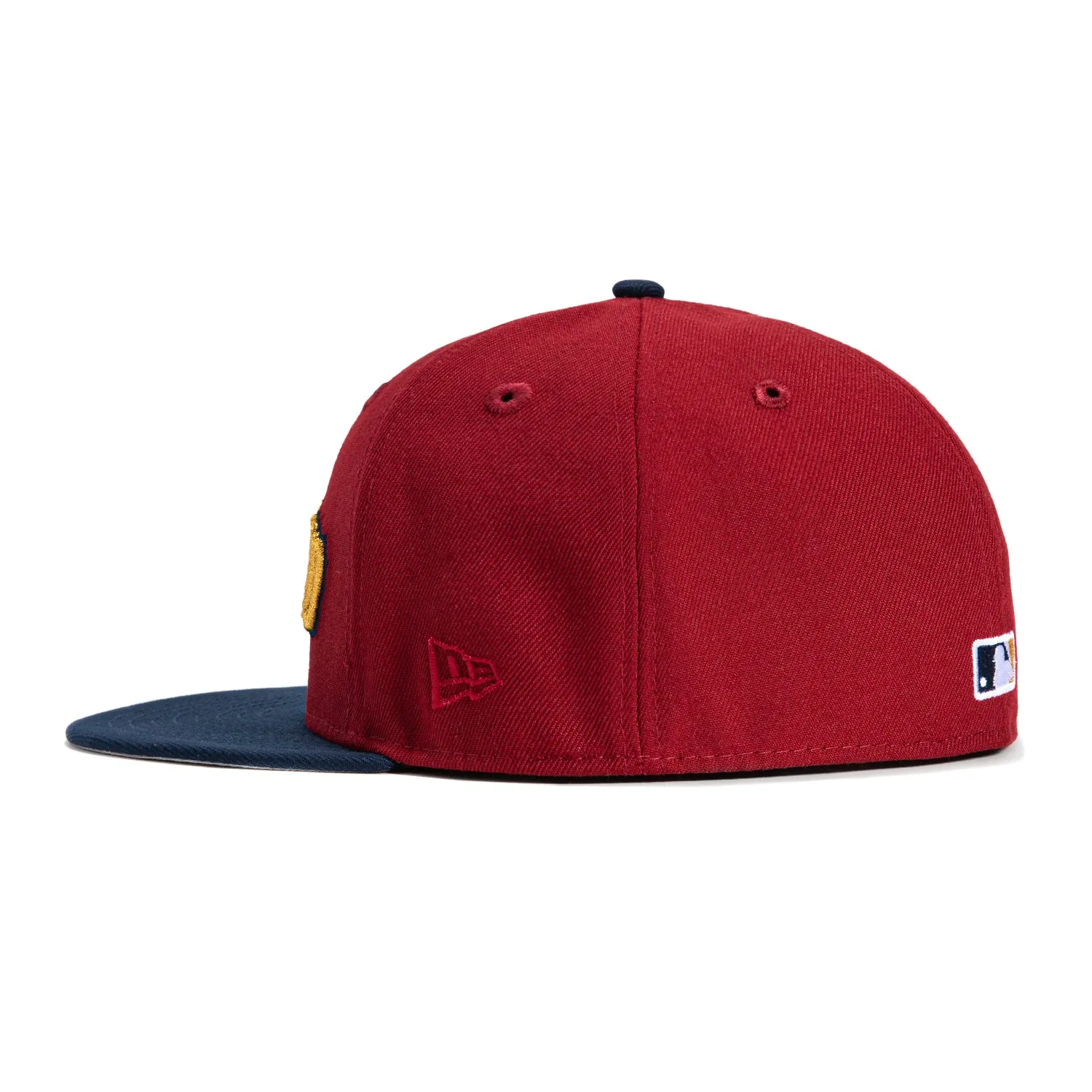 New Era 59Fifty Cleveland Guardians Alternate Logo Patch Word Hat - Cardinal, Navy, Metallic Gold