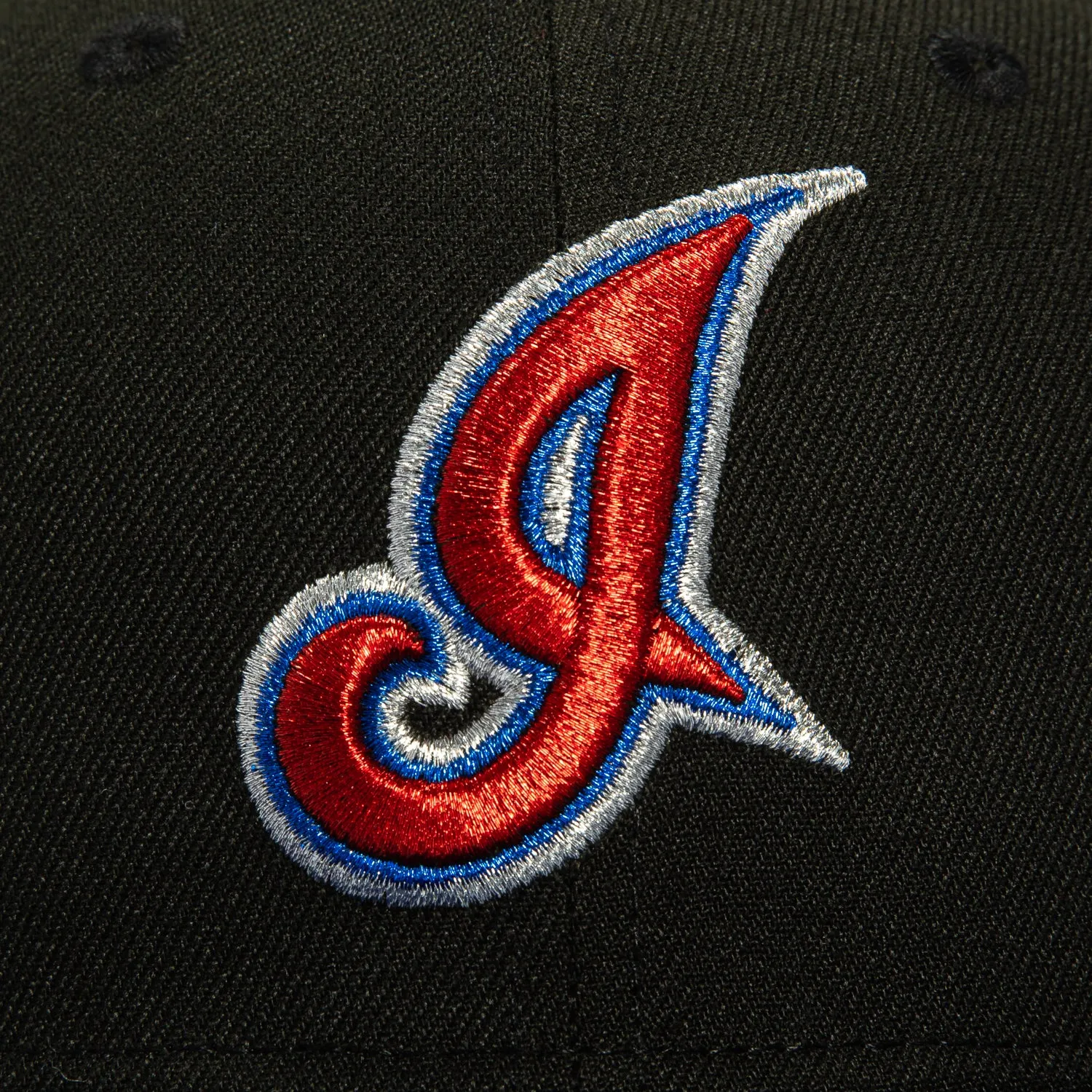 New Era 59Fifty Cleveland Indians 10th Anniversary Stadium Patch I Hat - Black. Royal. Red