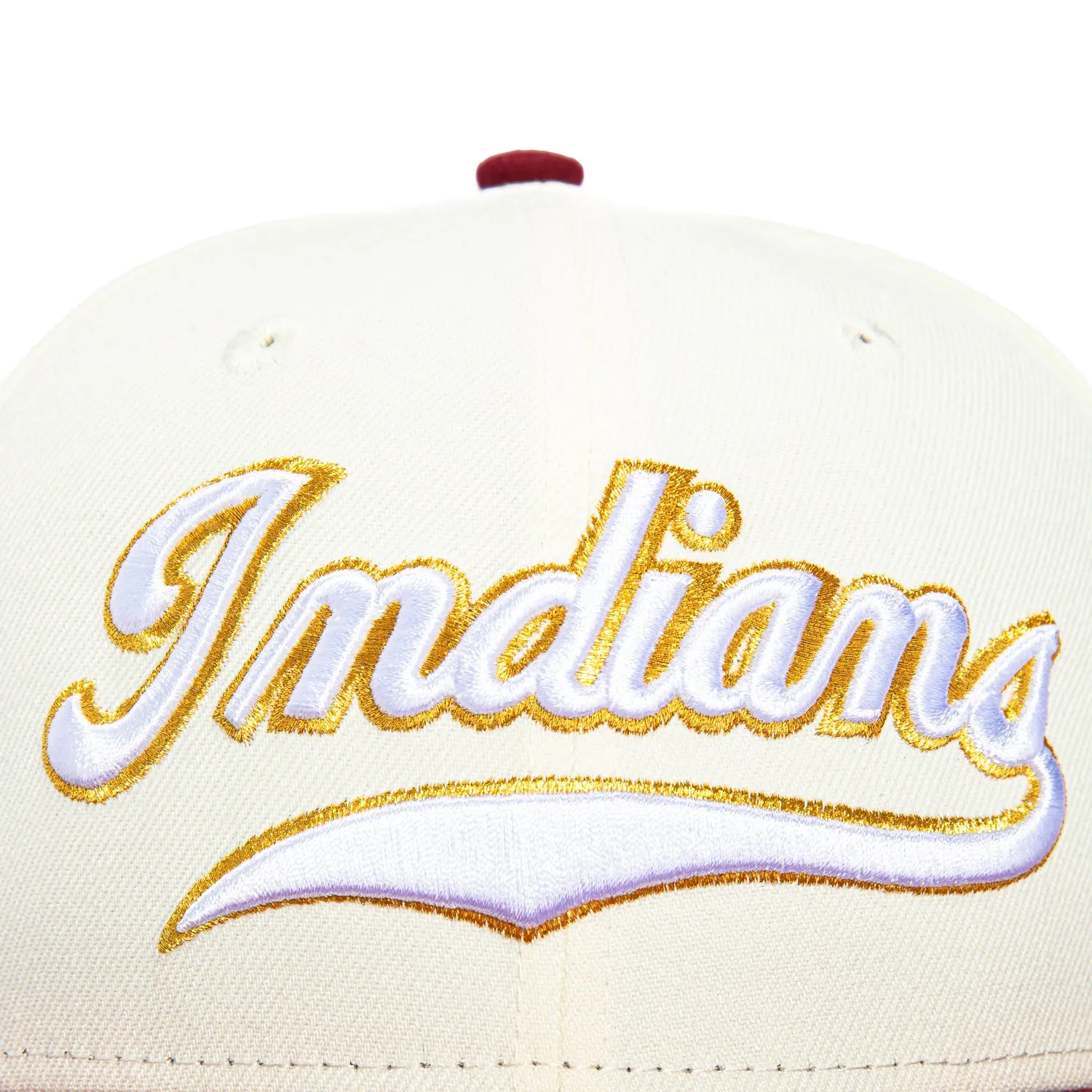 New Era 59Fifty Cleveland Indians 1948 Patch Script Hat - White. Cardinal