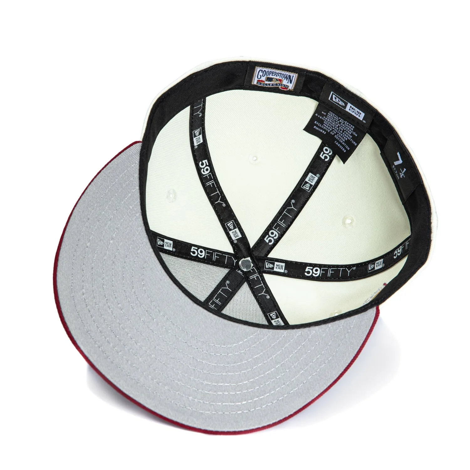 New Era 59Fifty Cleveland Indians 1948 Patch Script Hat - White. Cardinal