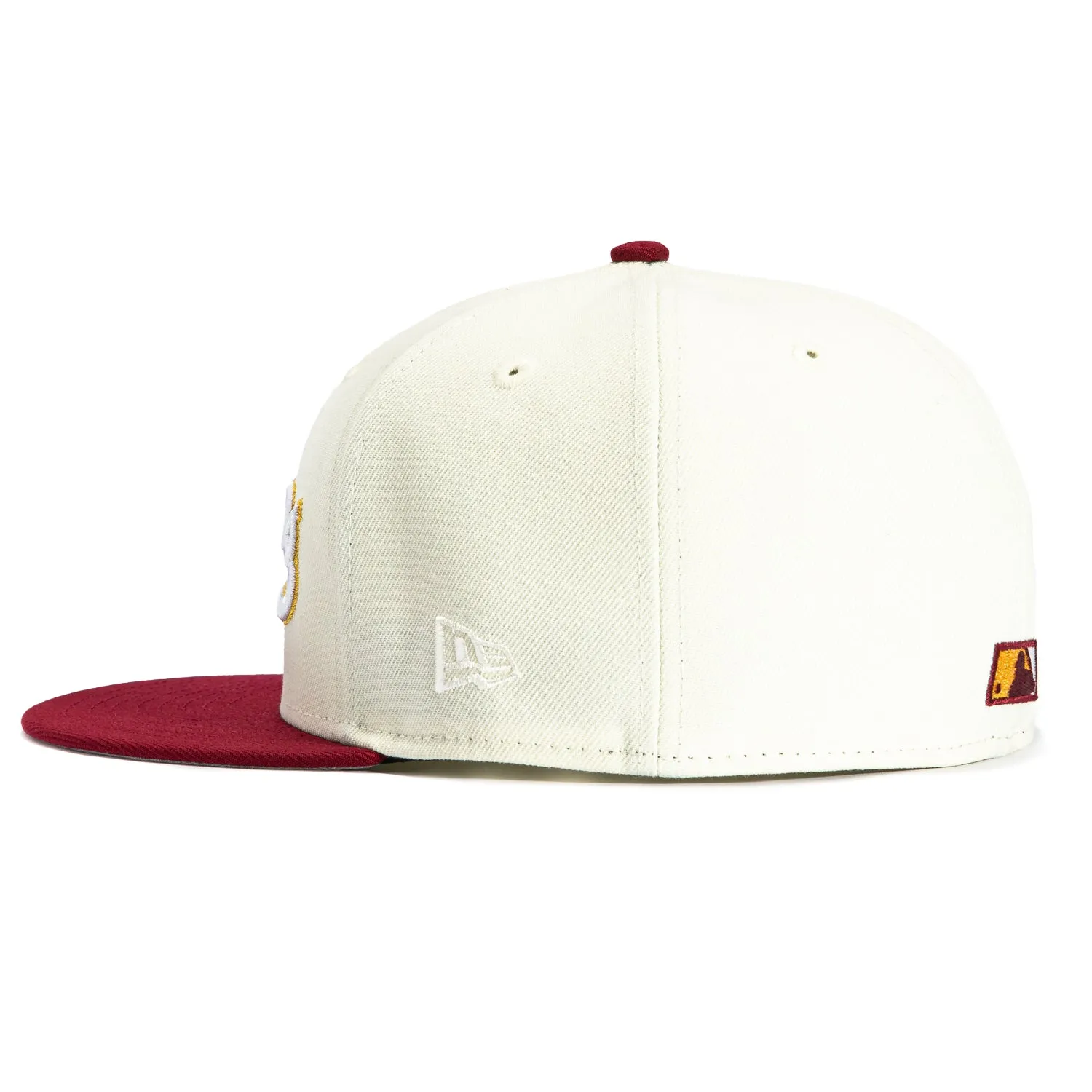 New Era 59Fifty Cleveland Indians 1948 Patch Script Hat - White. Cardinal