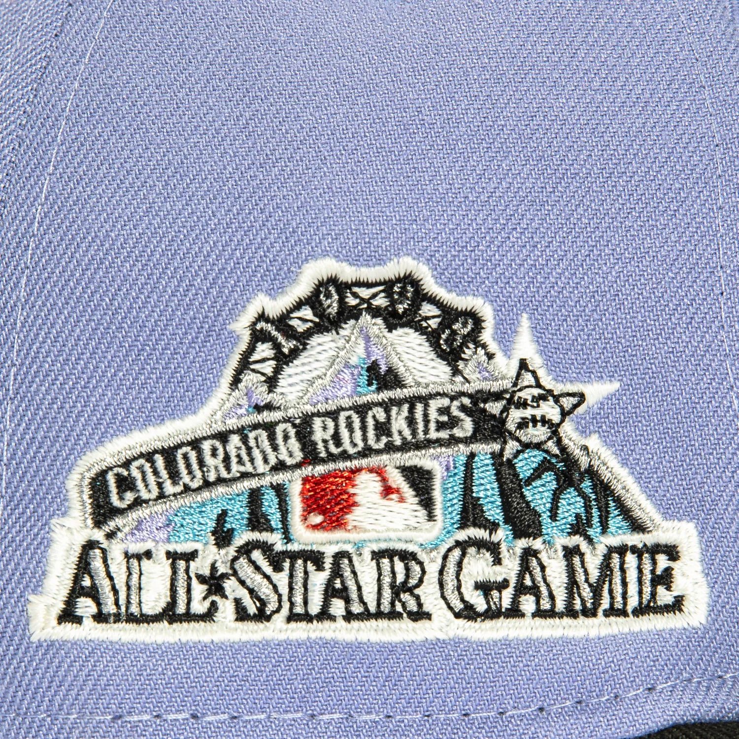 New Era 59Fifty Colorado Rockies 1998 All Star Game Patch Hat - Lavender. Black. Red