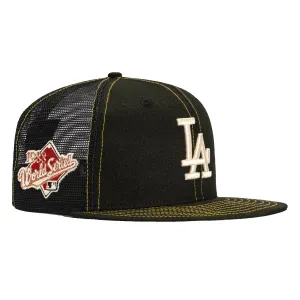 New Era 59Fifty Contrast Stitch Los Angeles Dodgers 1988 World Series Patch Trucker Hat - Black, White, Gold