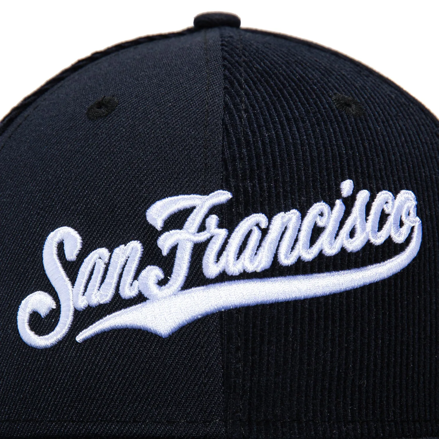 New Era 59Fifty Corduroy San Francisco Giants Battle of the Bay Patch Pinwheel Script Hat - Navy. White