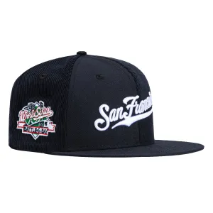 New Era 59Fifty Corduroy San Francisco Giants Battle of the Bay Patch Pinwheel Script Hat - Navy. White