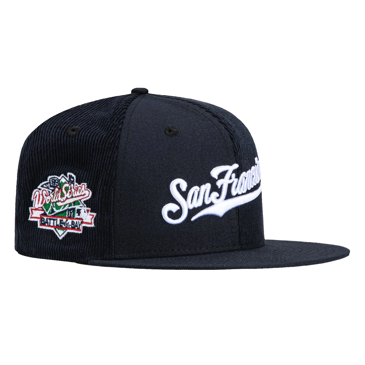 New Era 59Fifty Corduroy San Francisco Giants Battle of the Bay Patch Pinwheel Script Hat - Navy. White