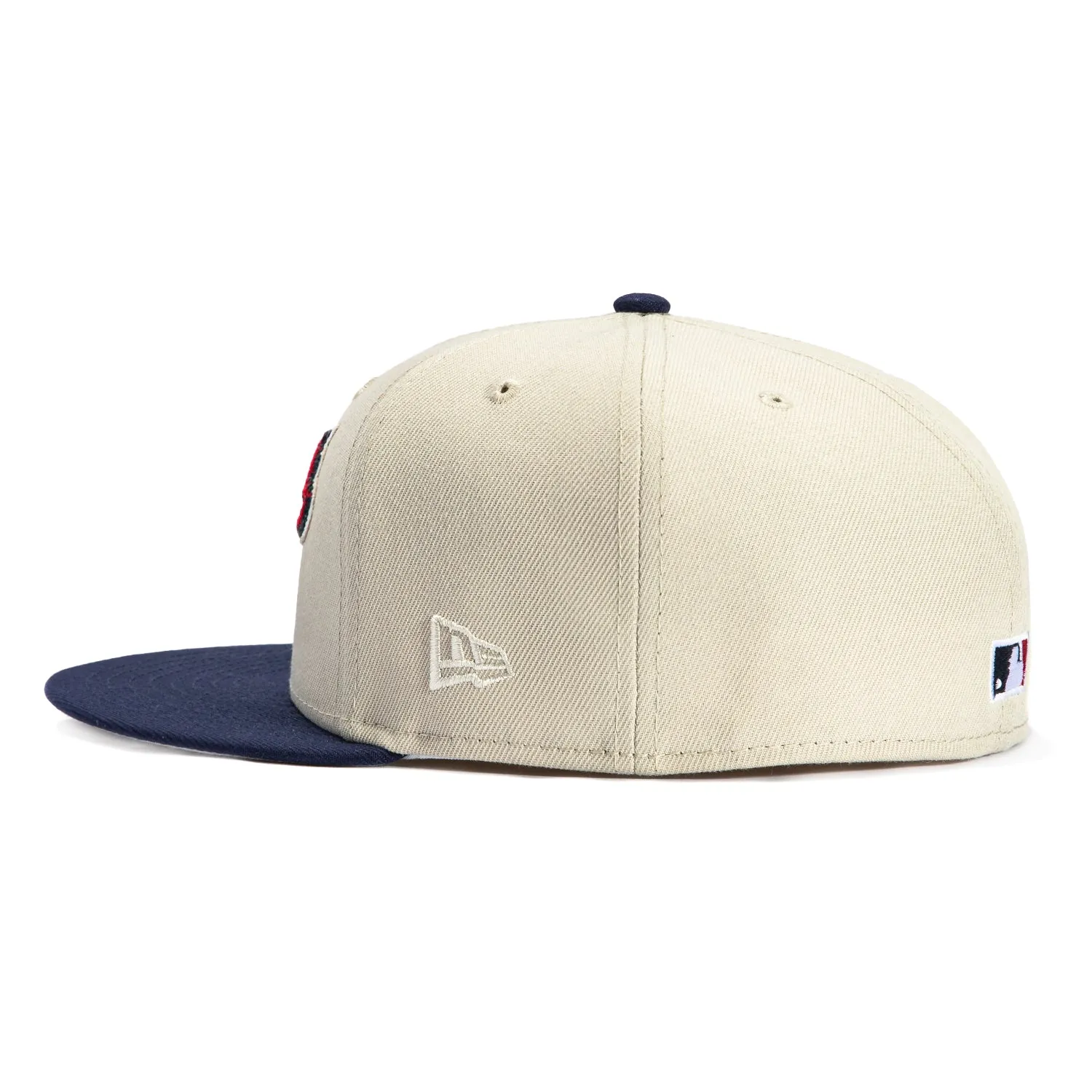 New Era 59Fifty Corduroy Script Cleveland Indians Inaugural Patch Hat - Stone, Navy