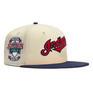 New Era 59Fifty Corduroy Script Cleveland Indians Inaugural Patch Hat - Stone, Navy