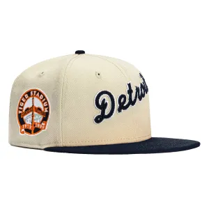 New Era 59Fifty Corduroy Script Detroit Tigers Stadium Patch Hat - Stone. Navy