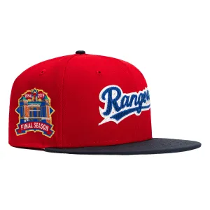 New Era 59Fifty Corduroy Script Texas Rangers Final Season Patch Hat - Red, Navy