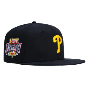 New Era 59Fifty Deep Ocean Gold Philadelphia Phillies 1996 All Star Game Patch Hat - Navy. Gold