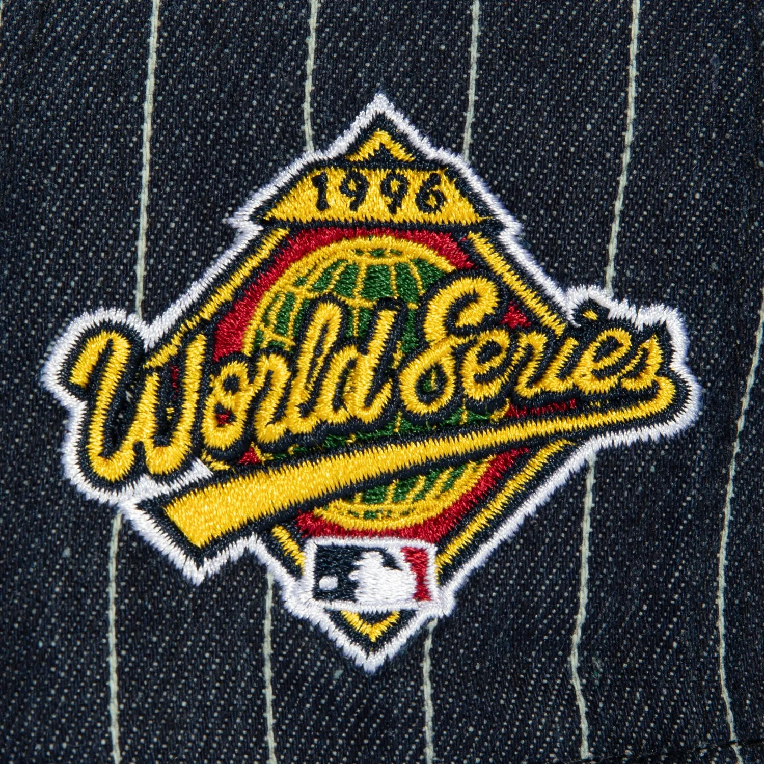 New Era 59Fifty Denim Pinstripe New York Yankees 1996 World Series Patch Hat - Navy