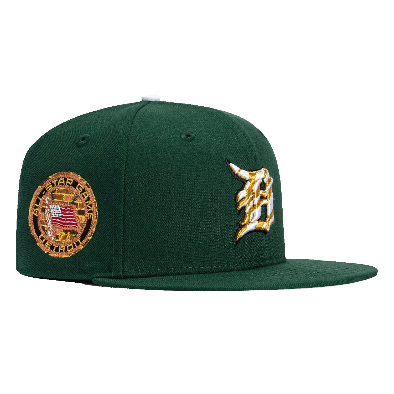 New Era 59Fifty Detroit Tigers 1971 All Star Game Patch BP Hat - Green. Metallic Gold
