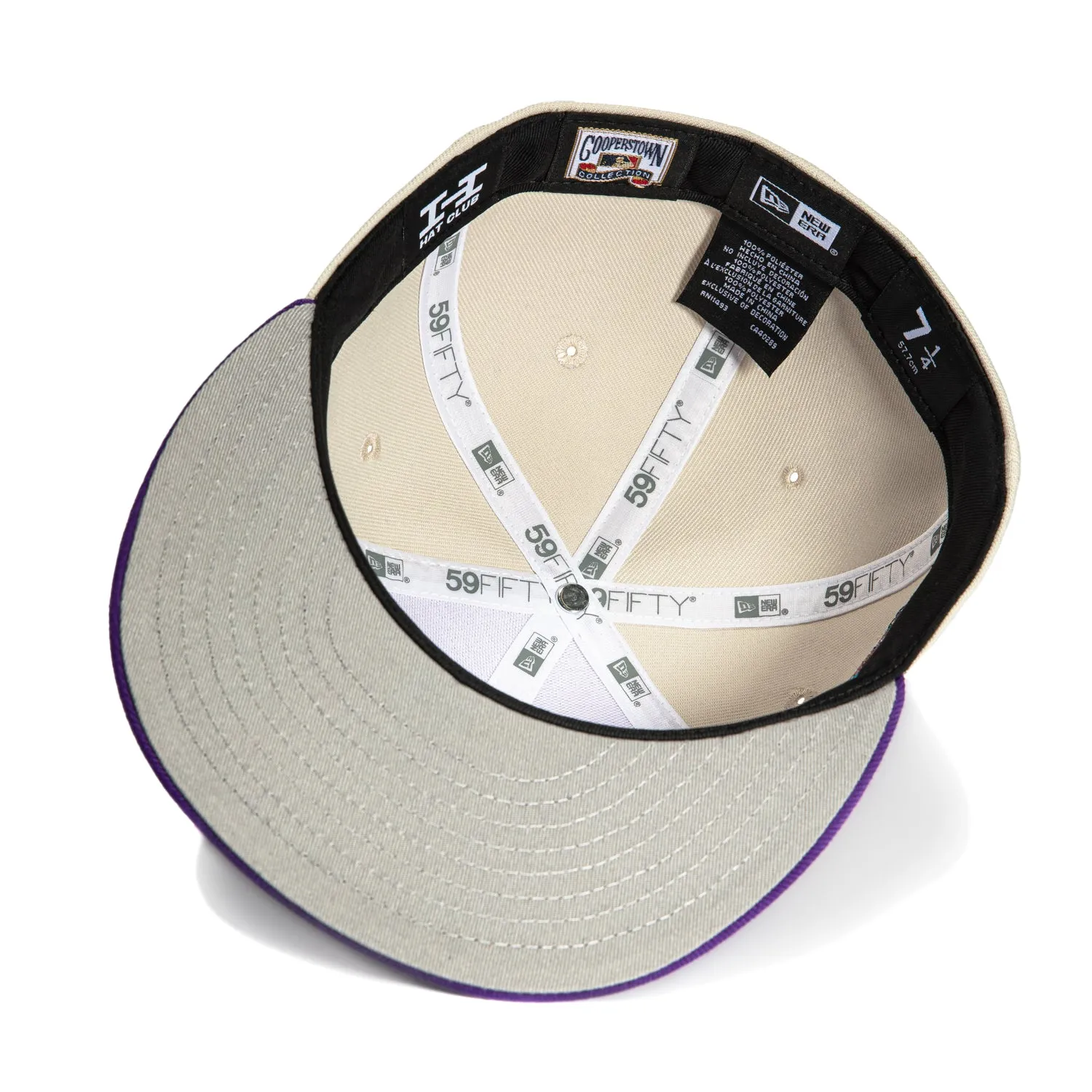 New Era 59Fifty Flawless Script Arizona Diamondbacks 20th Anniversary Champions Patch Hat - Stone. Purple