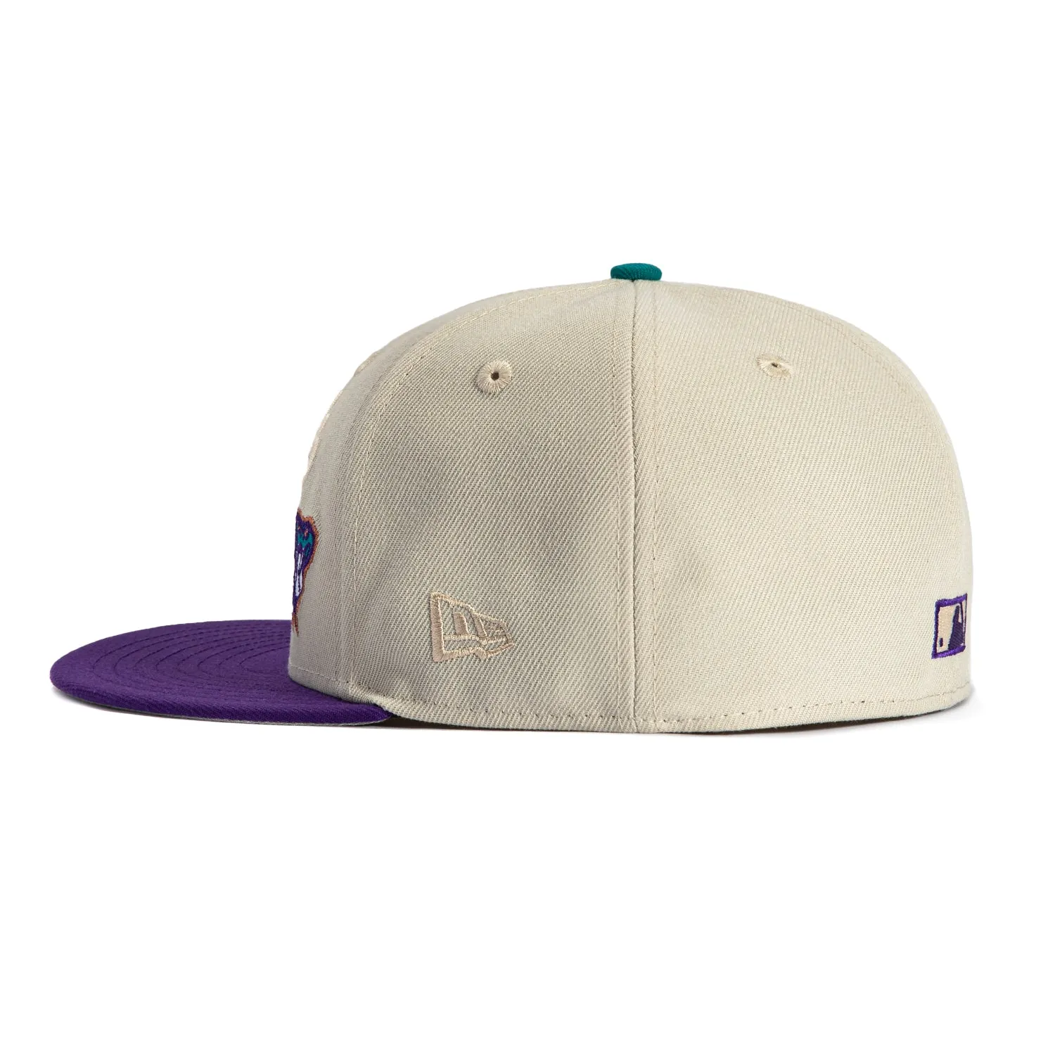 New Era 59Fifty Flawless Script Arizona Diamondbacks 20th Anniversary Champions Patch Hat - Stone. Purple