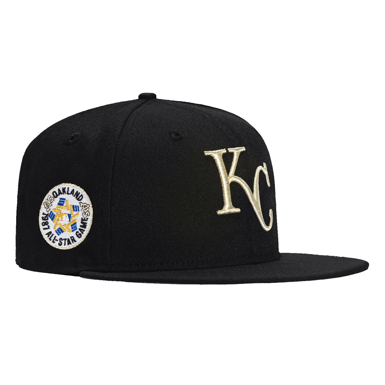 New Era 59Fifty Kansas City Royals 1987 All Star Game Patch Hat - Black. Metallic Silver