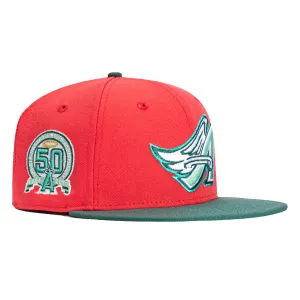 New Era 59Fifty Los Angeles Angels 50th Anniversary Patch Hat - Coral, Green