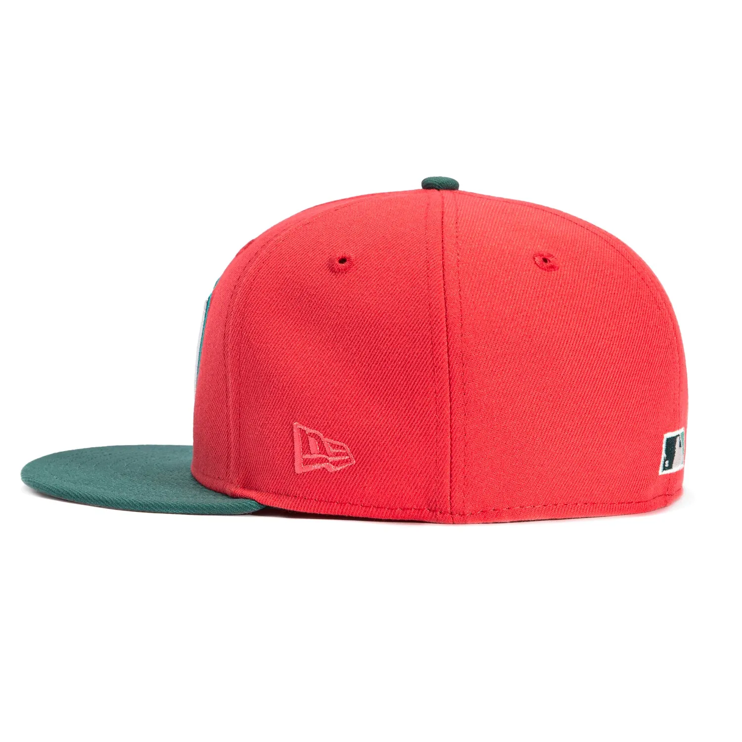 New Era 59Fifty Los Angeles Angels 50th Anniversary Patch Hat - Coral. Green