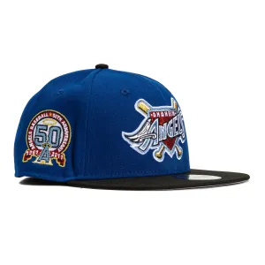 New Era 59Fifty Los Angeles Angels 50th Anniversary Patch Logo Hat - Royal, Black