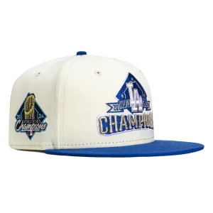 New Era 59Fifty Los Angeles Dodgers 2024 World Series Champions Patch Logo Hat - White. Royal