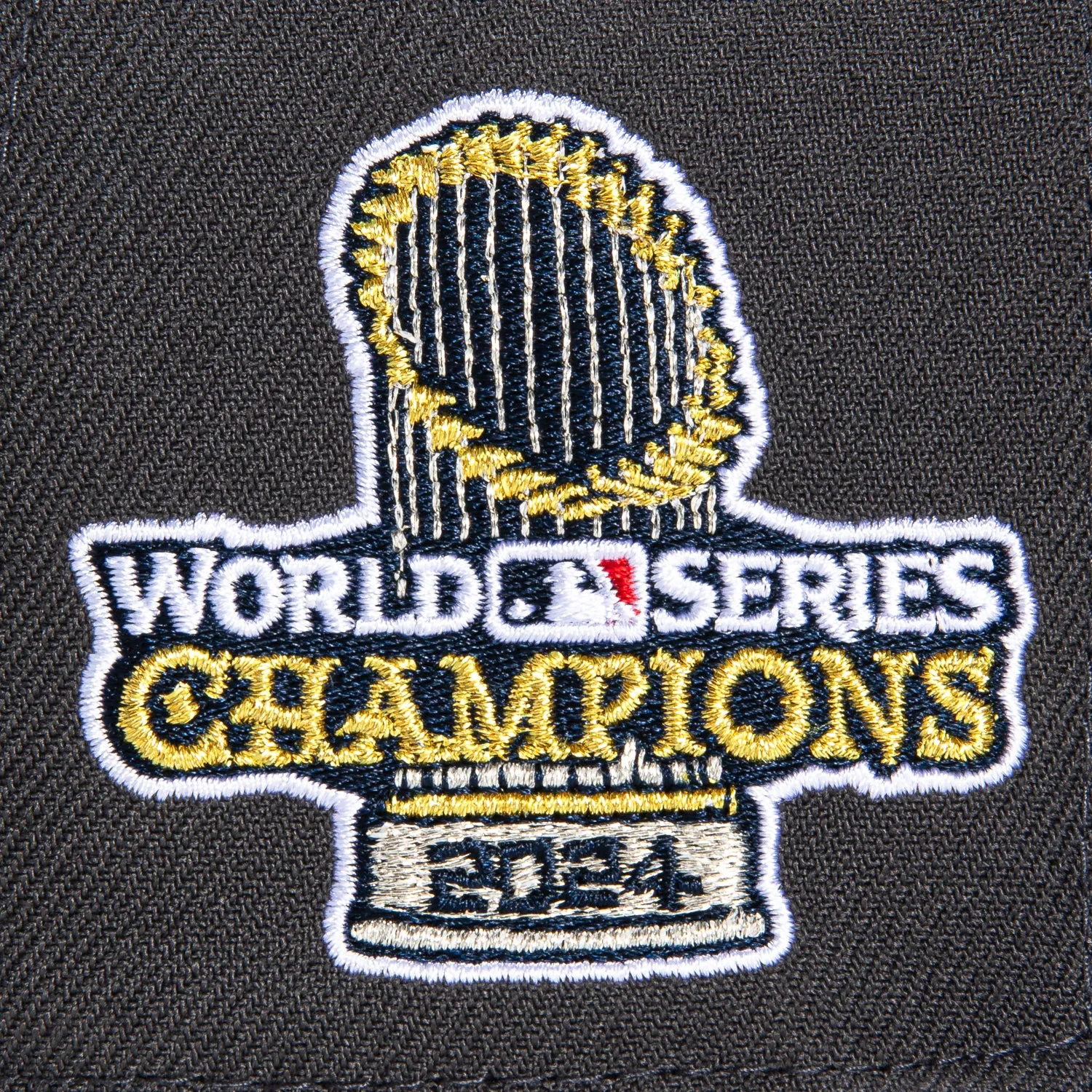 New Era 59Fifty Los Angeles Dodgers 2024 World Series Champions Patch Script Hat - Graphite. Royal