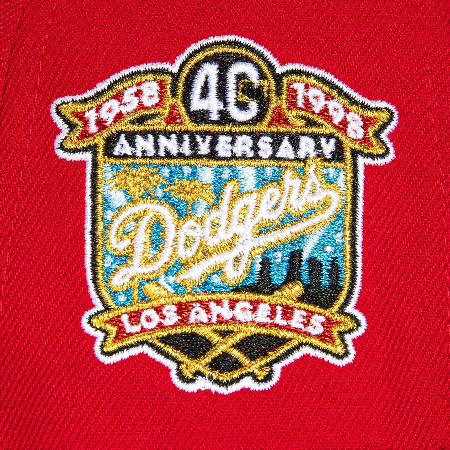 New Era 59Fifty Los Angeles Dodgers 40th Anniversary Patch Hat - Red. Black