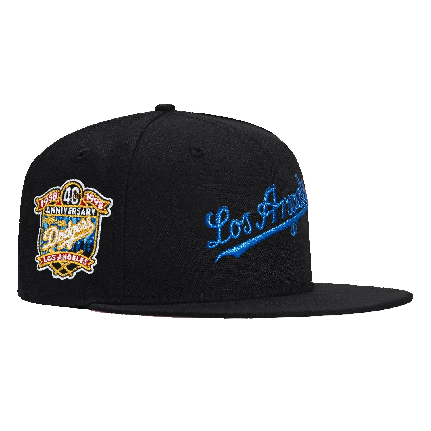 New Era 59Fifty Los Angeles Dodgers 40th Anniversary Patch Script Hat - Black, Royal