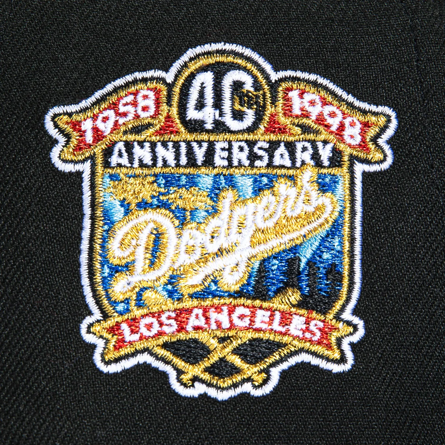 New Era 59Fifty Los Angeles Dodgers 40th Anniversary Patch Script Hat - Black, Royal