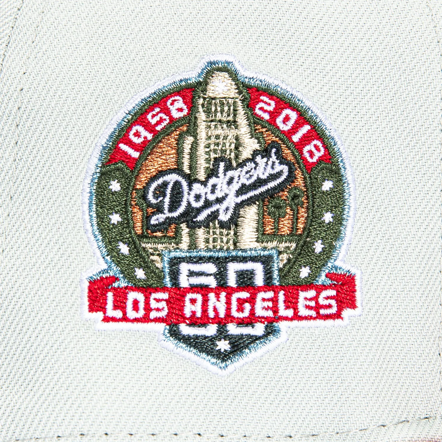 New Era 59Fifty Los Angeles Dodgers 60th Anniversary Patch Logo Hat - Grey, Red