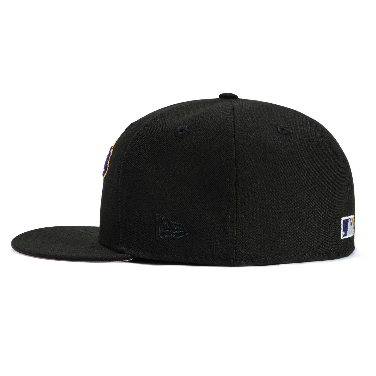 New Era 59Fifty Los Angeles Dodgers 60th Anniversary Script Patch Hat - Black. Purple. Metallic Gold