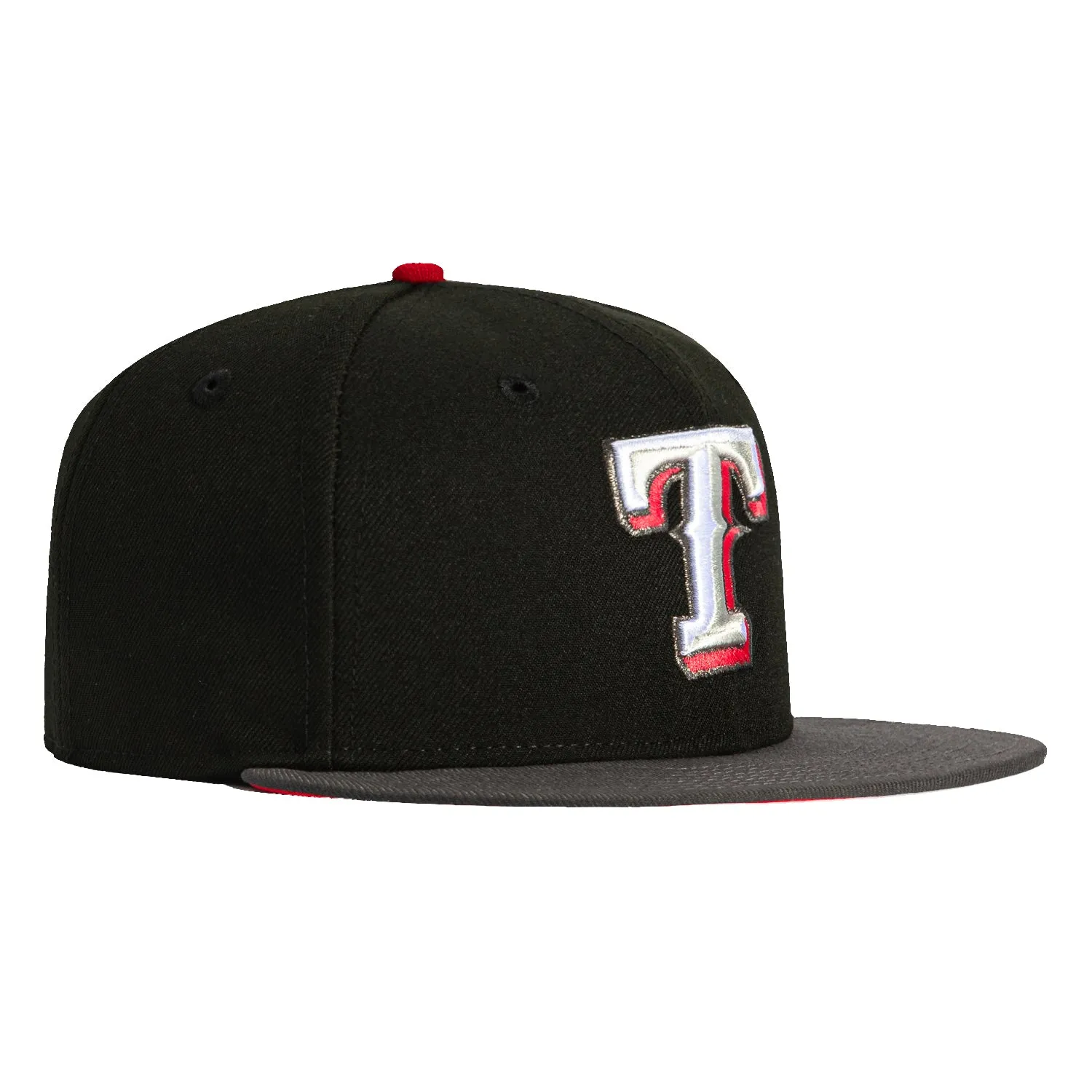 New Era 59Fifty Maxed Out Texas Rangers Hat - Black. Graphite. Infrared