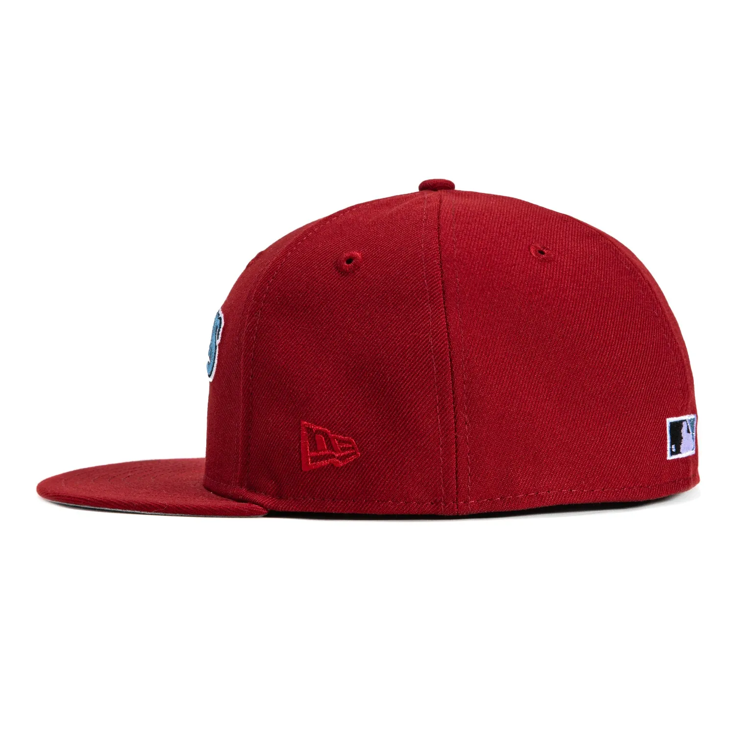 New Era 59Fifty Miami Marlins 2003 World Series Patch Word Hat - Brick, Light Blue