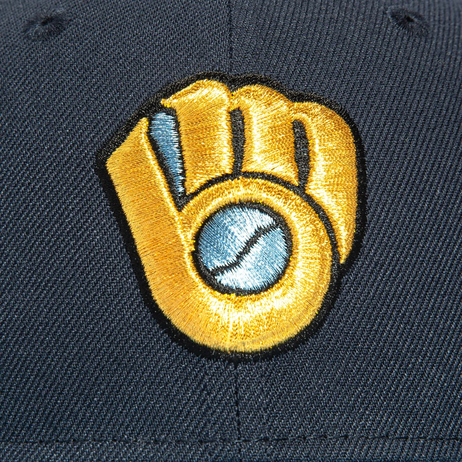 New Era 59Fifty Milwaukee Brewers County Stadium Patch Hat - Navy, Light Blue, Metallic Gold