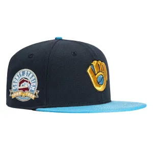 New Era 59Fifty Milwaukee Brewers County Stadium Patch Hat - Navy, Light Blue, Metallic Gold