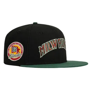 New Era 59Fifty Milwaukee Brewers Silver Anniversary Patch Word Hat - Black, Green, Red