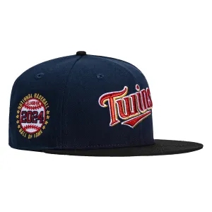 New Era 59Fifty Minnesota Twins 7 Joe Mauer HOF Patch Word Hat - Navy. Black