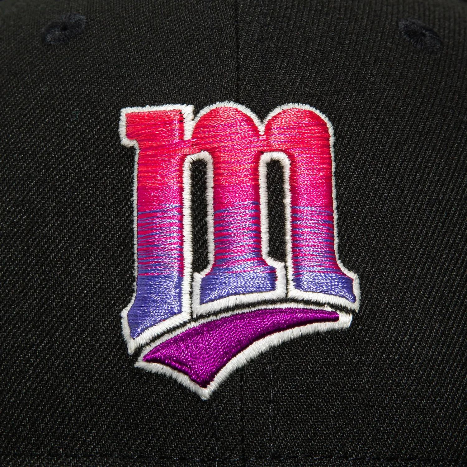 New Era 59Fifty Minnesota Twins City Patch Alternate M Gradient Hat - Black. Infrared. Purple