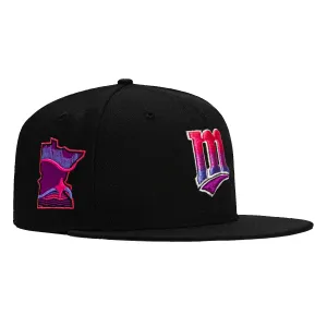 New Era 59Fifty Minnesota Twins City Patch Alternate M Gradient Hat - Black. Infrared. Purple