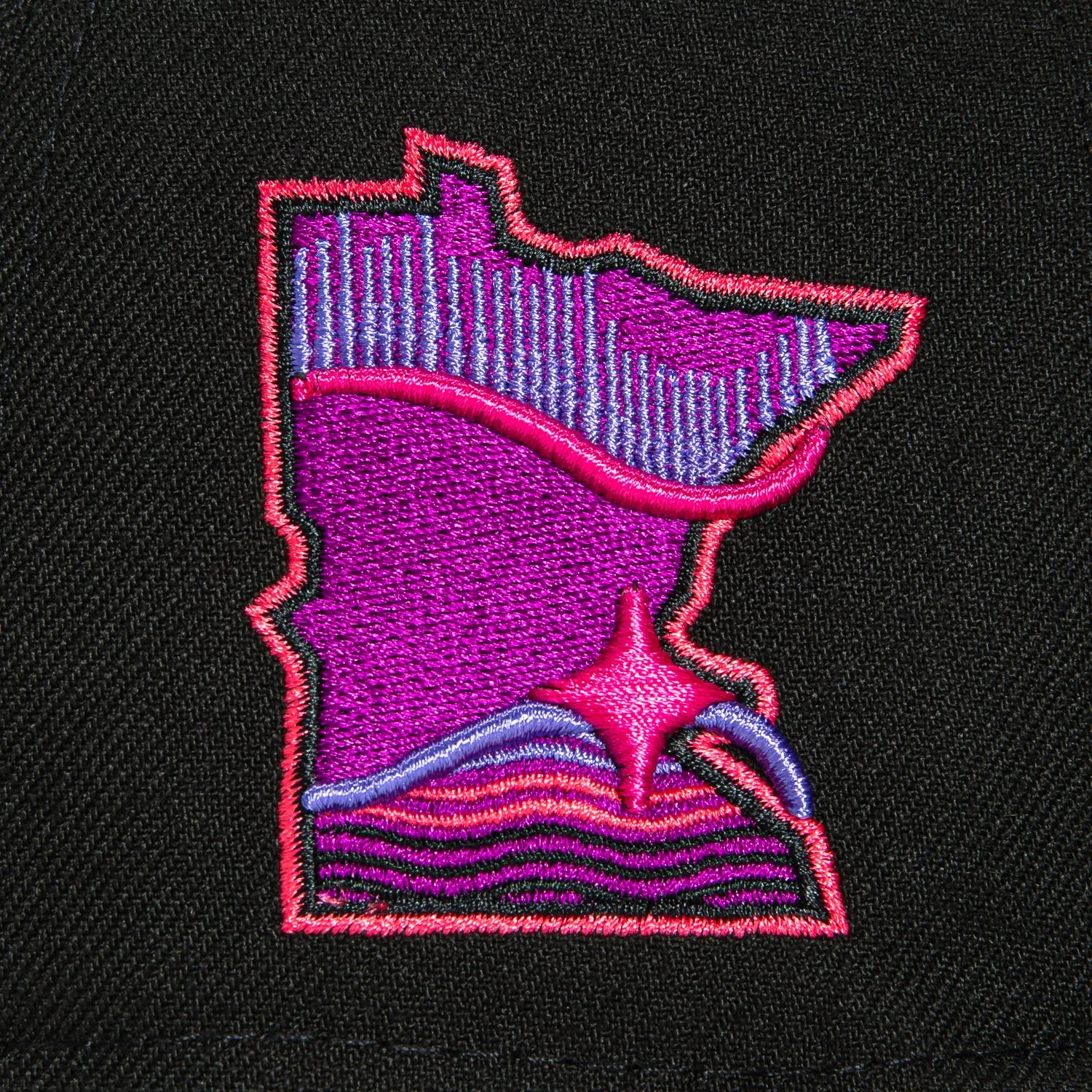 New Era 59Fifty Minnesota Twins City Patch Alternate M Gradient Hat - Black. Infrared. Purple