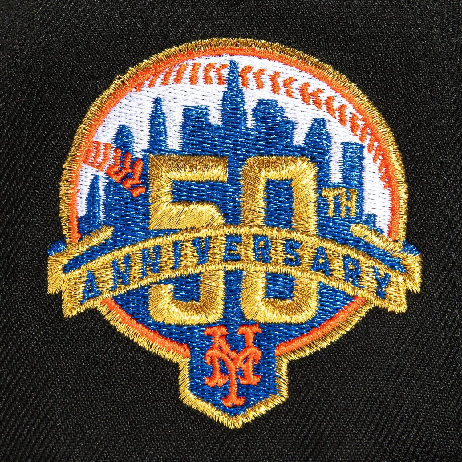 New Era 59Fifty New York Mets 50th Anniversary Patch Hat -  Black. White