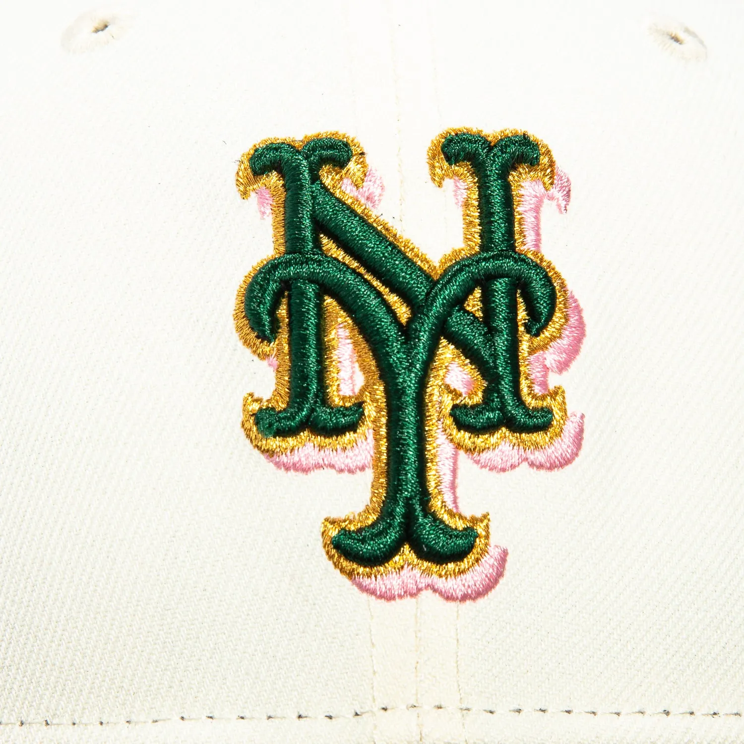 New Era 59Fifty New York Mets 50th Anniversary Patch Hat - White, Brown, Metallic Gold