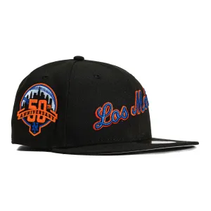 New Era 59Fifty New York Mets 50th Anniversary Patch Los Mets Hat - Black, Royal, Orange