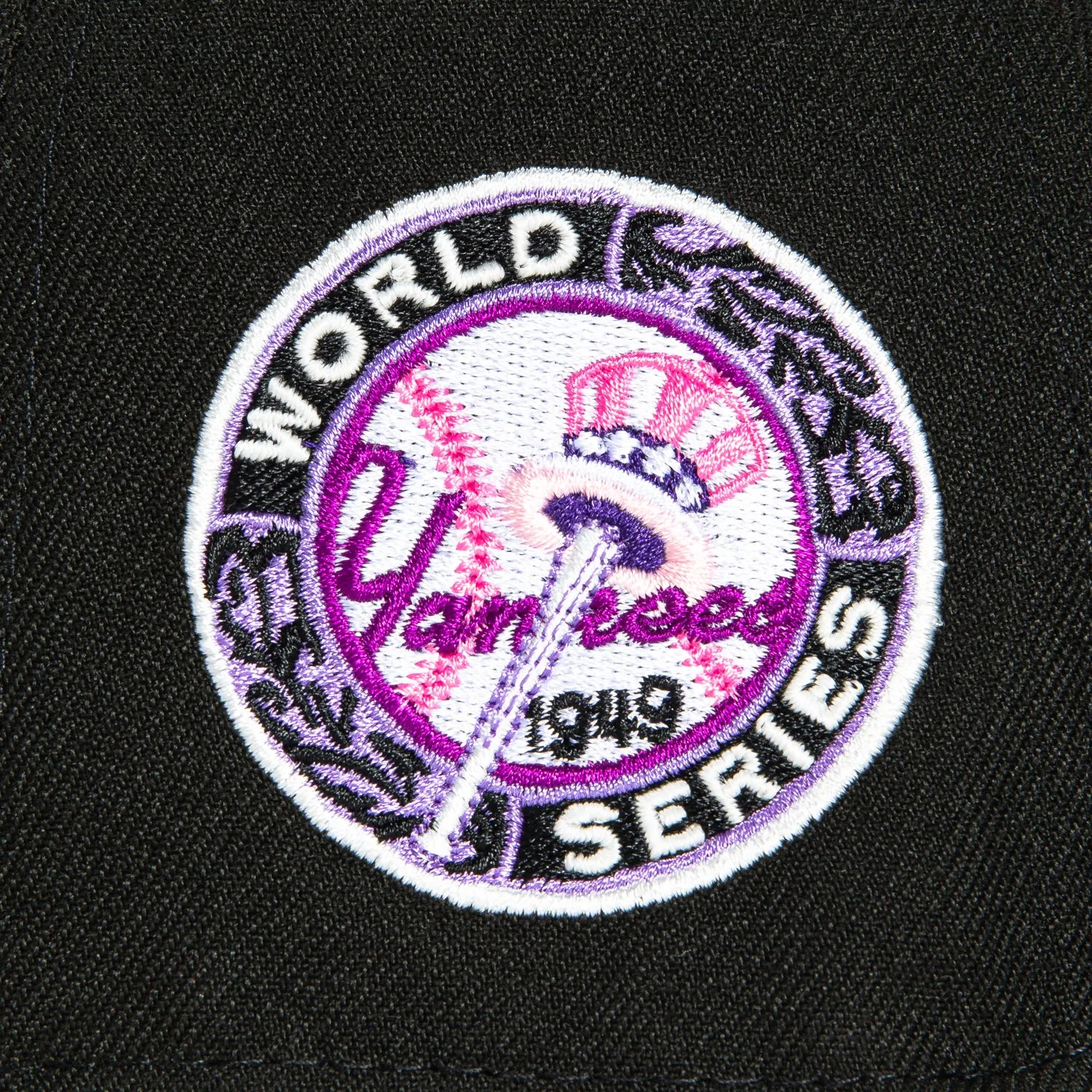 New Era 59Fifty New York Yankees 1949 World Series Patch Flag Hat - Black. Purple. White