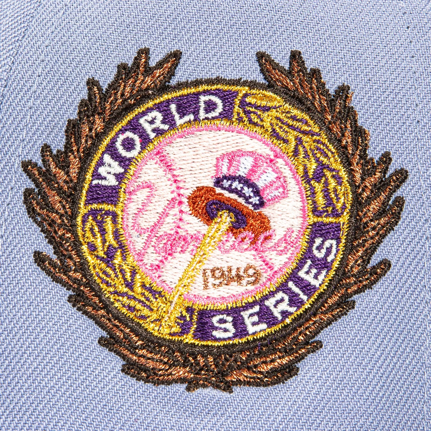 New Era 59Fifty New York Yankees 1949 World Series Patch Graffiti Hat - Lavender. Brown